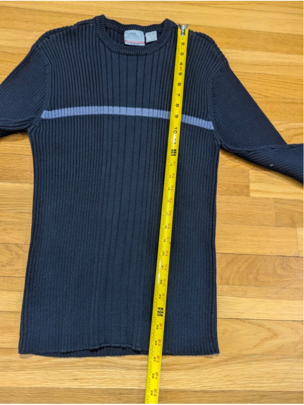 Aeropostale Navy Blue Ribbed Crewneck Sweater Slim Fit Medium